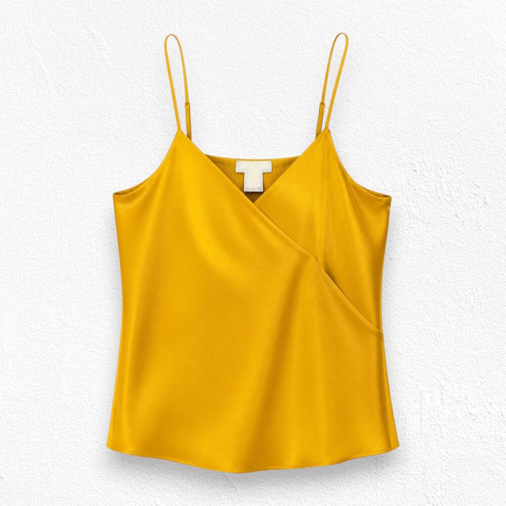 Vintage 70s Golden Yellow 100% Silk Camisole Jack Mulqueen Chemise Tank Small
